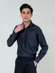 Black Dobby Structured Formal Shirt