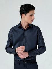 Black Dobby Structured Formal Shirt
