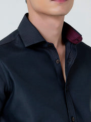 Black Dobby Structured Formal Shirt