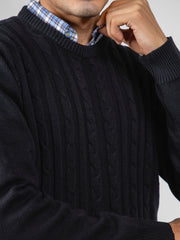 Black Front Cable Knitted Jumper