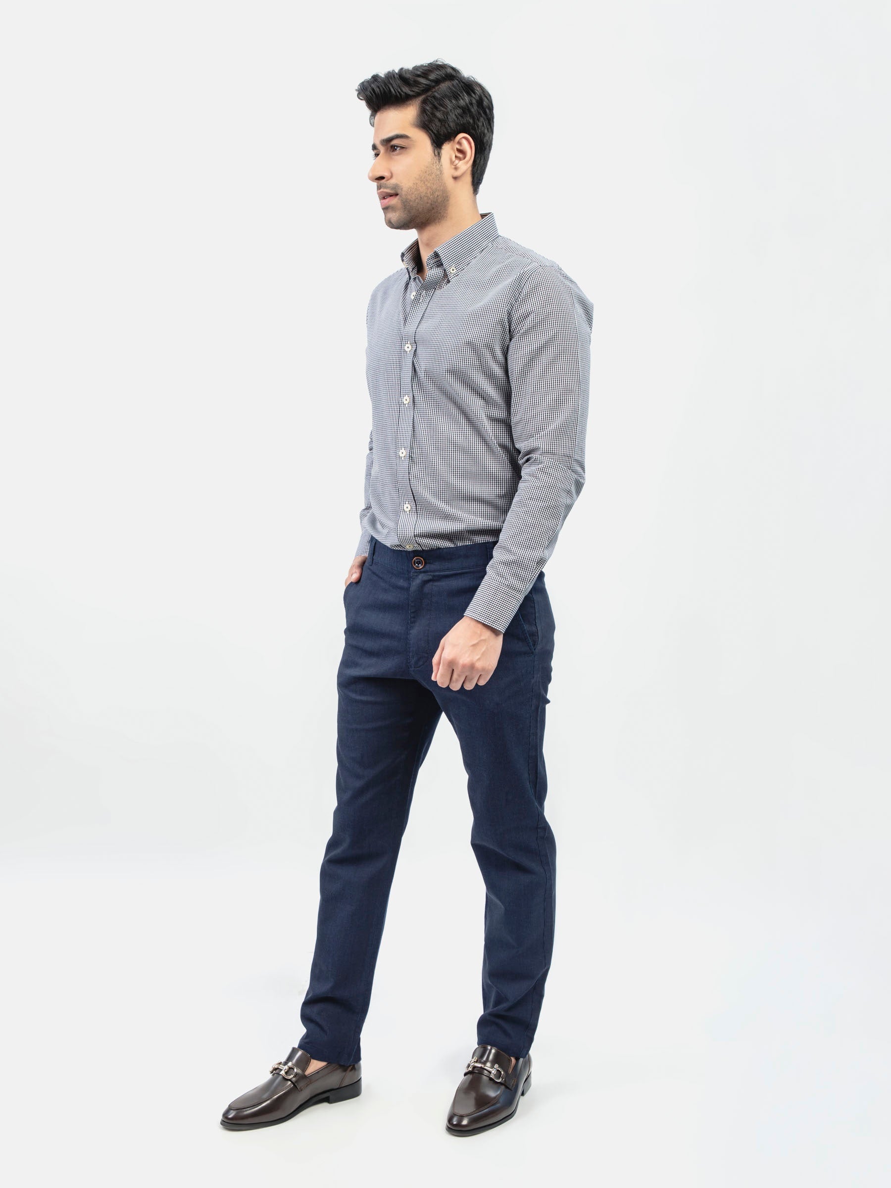 Black Gingham Button Down Shirt