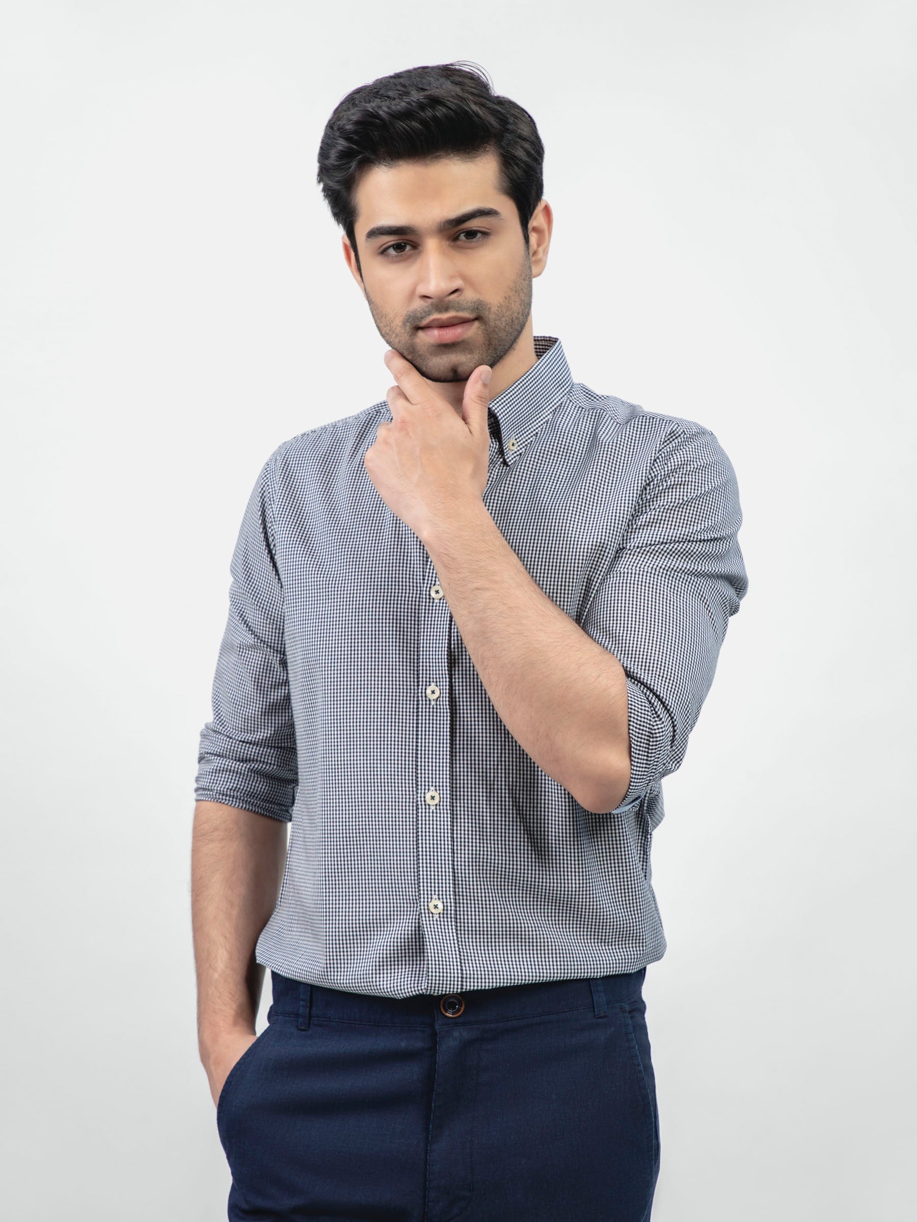 Black Gingham Button Down Shirt