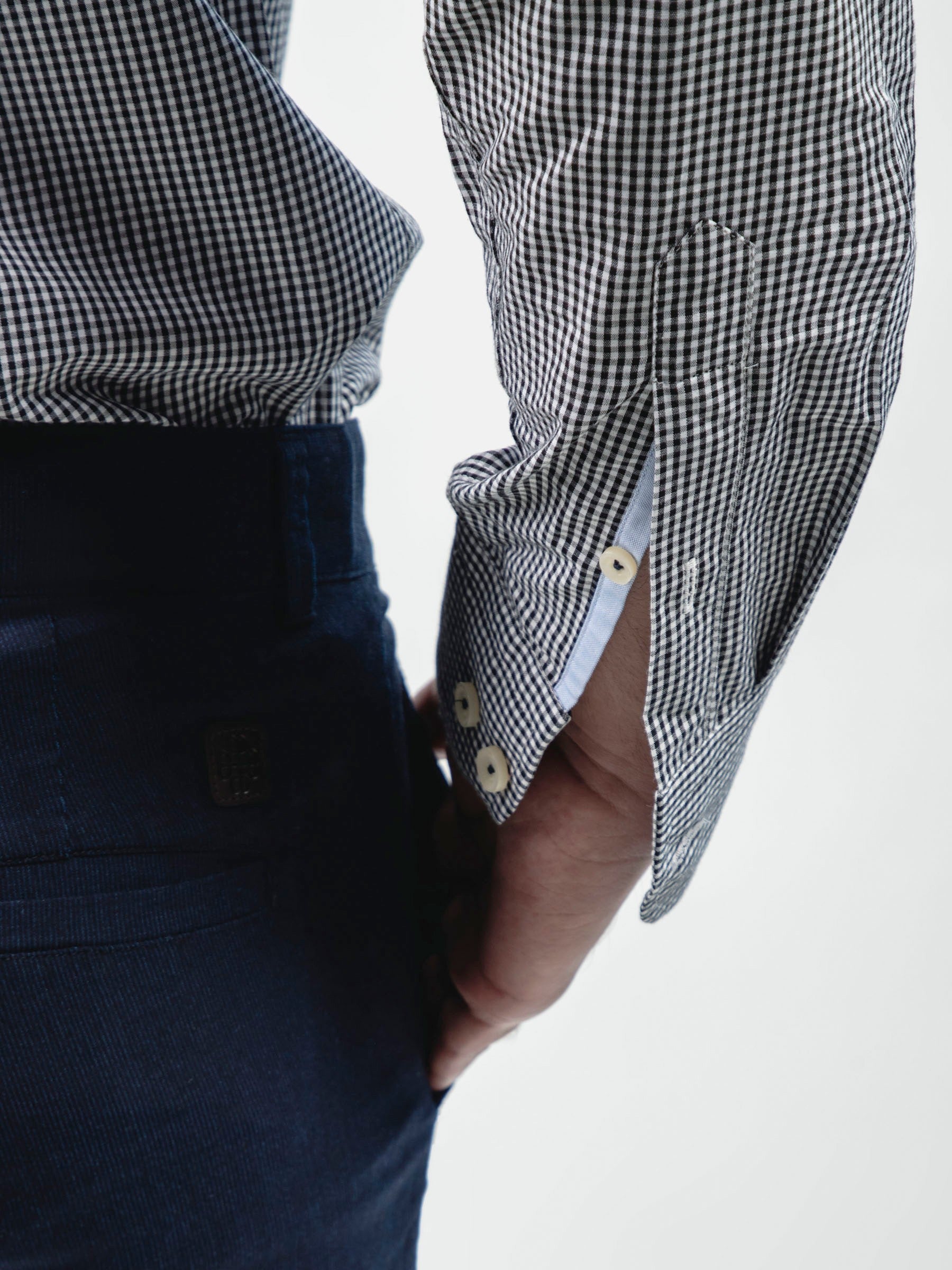 Black Gingham Button Down Shirt