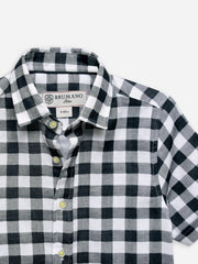Black Large Gingham Half Sleeve Casual Shirt