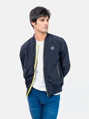 Black Light Bomber Jacket With Neon Detailing