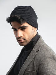 Black Melange Beanie Cap