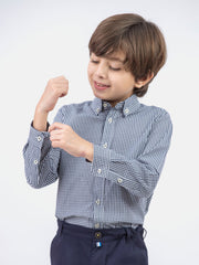 Black Micro Gingham Button Down Casual Shirt