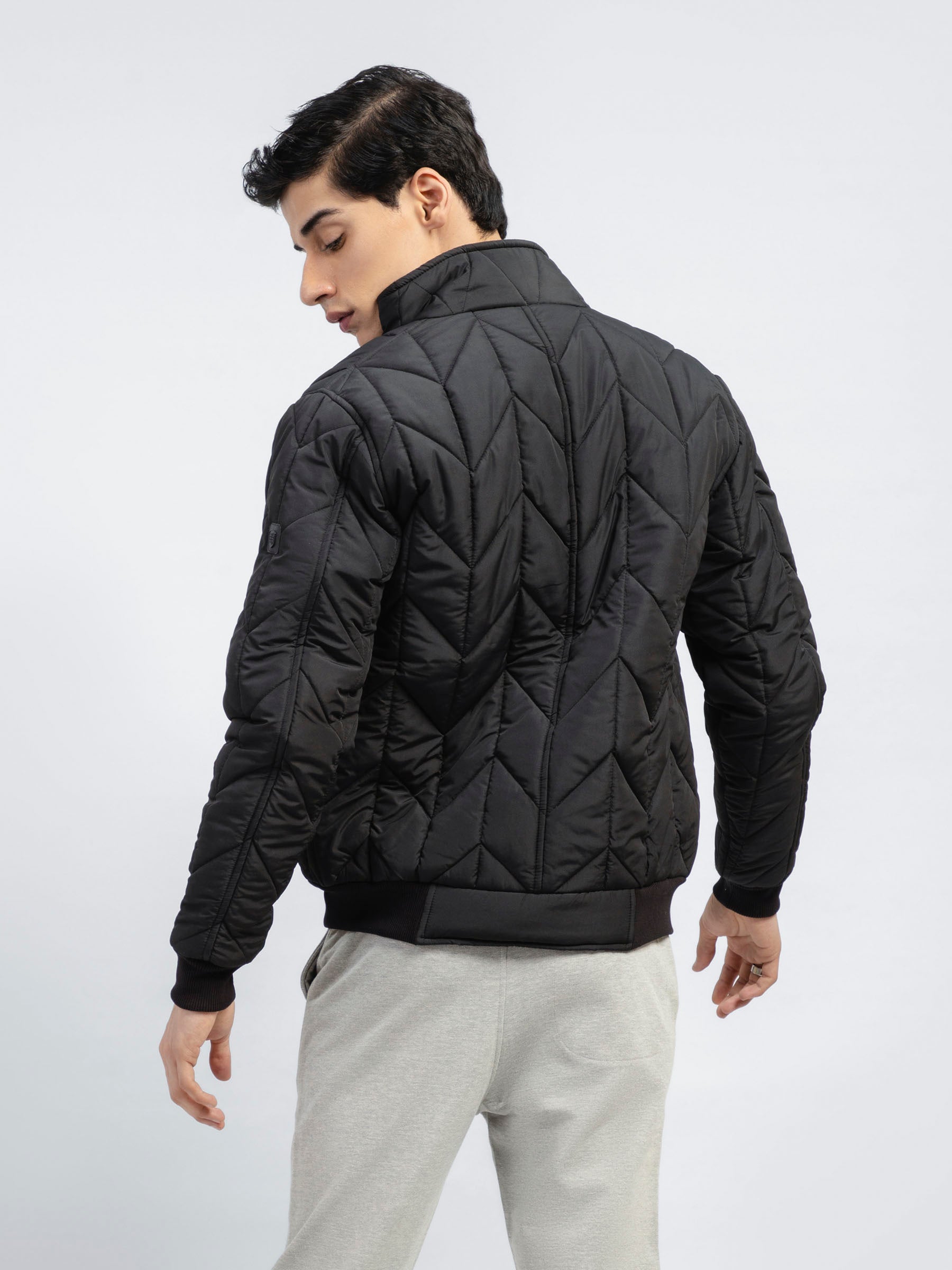 Black Nylon Quilted Puffer Jacket