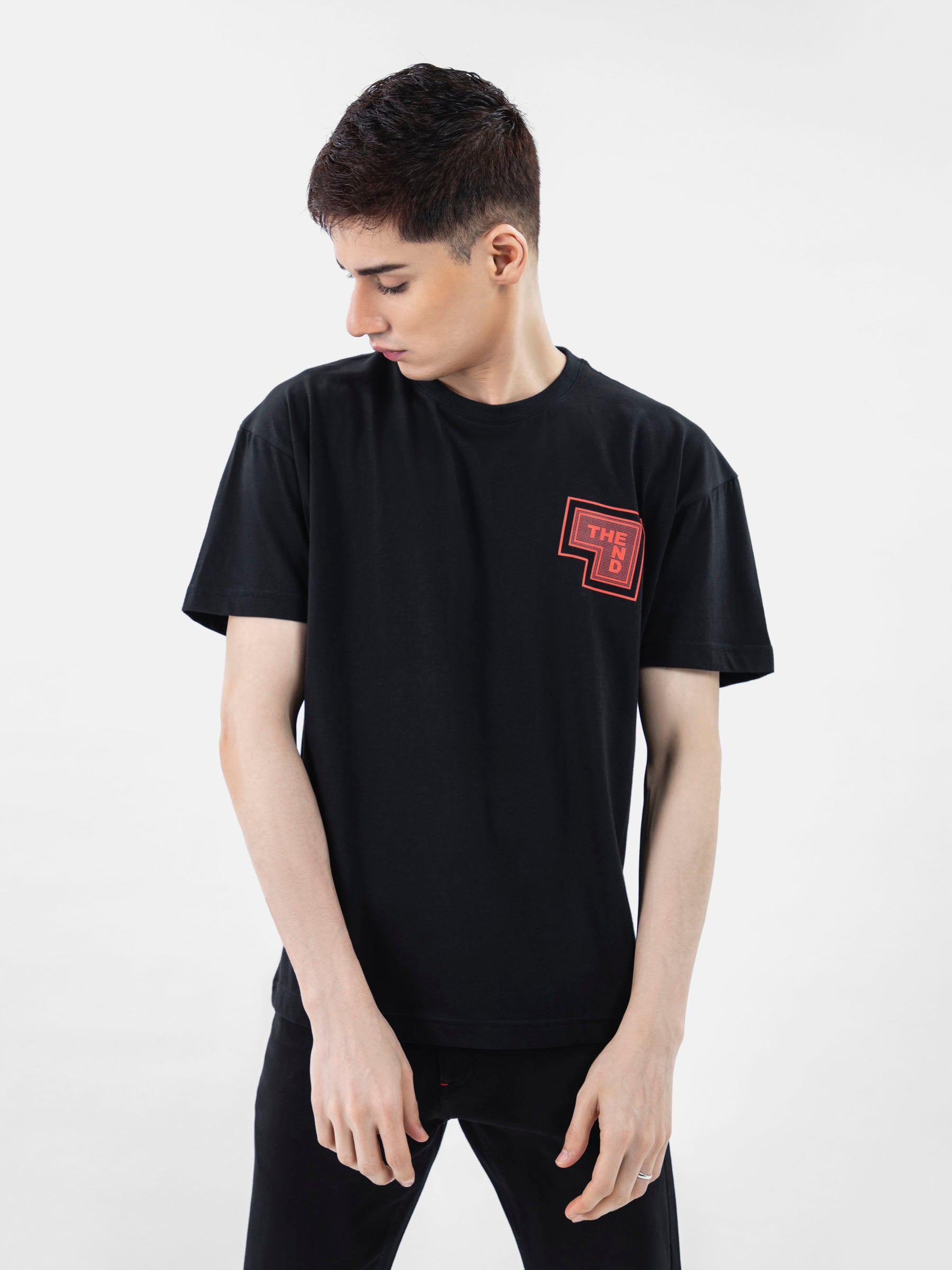Black Over-Sized Printed T-Shirt