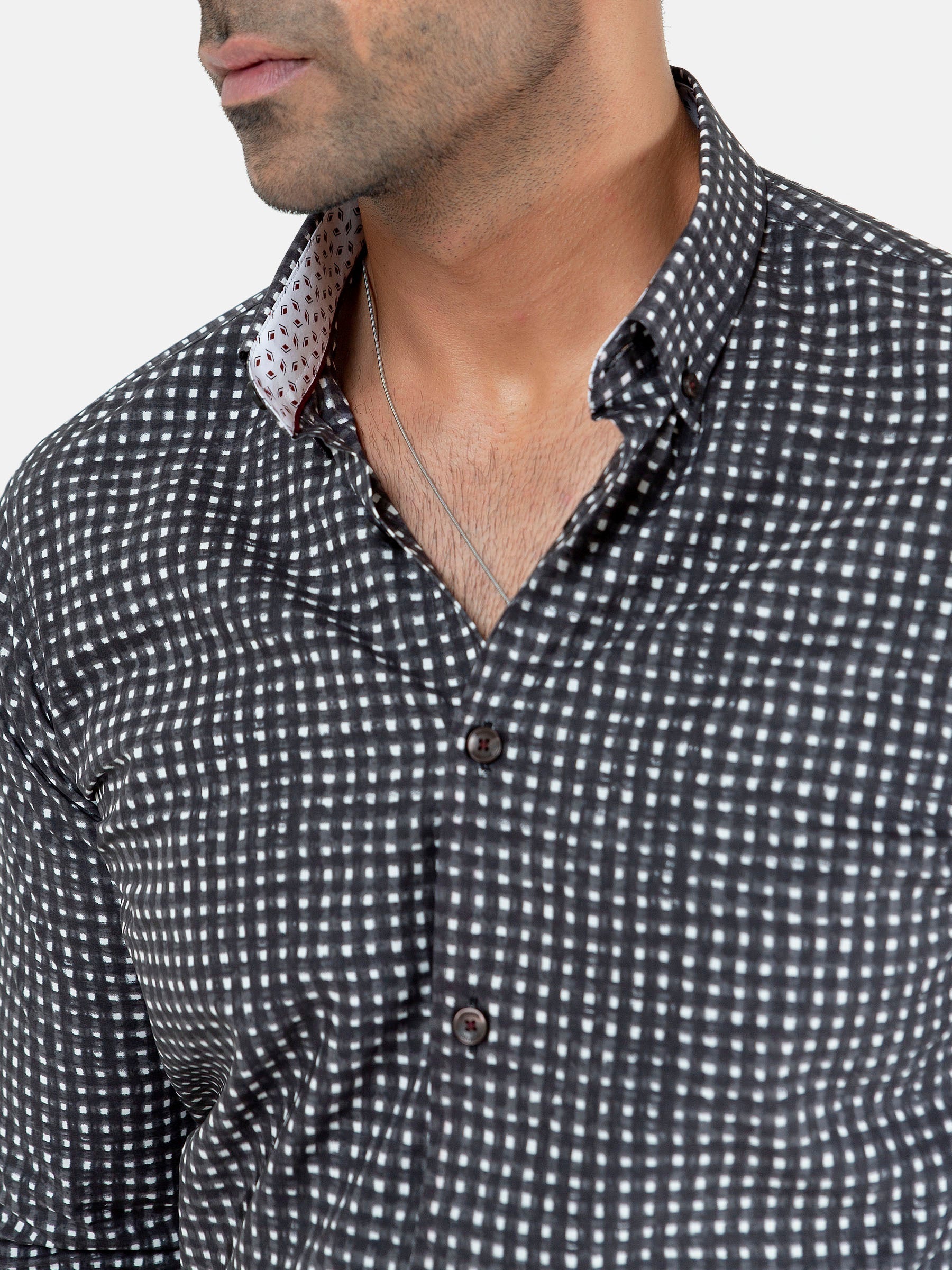 Black Printed Button Down Shirt