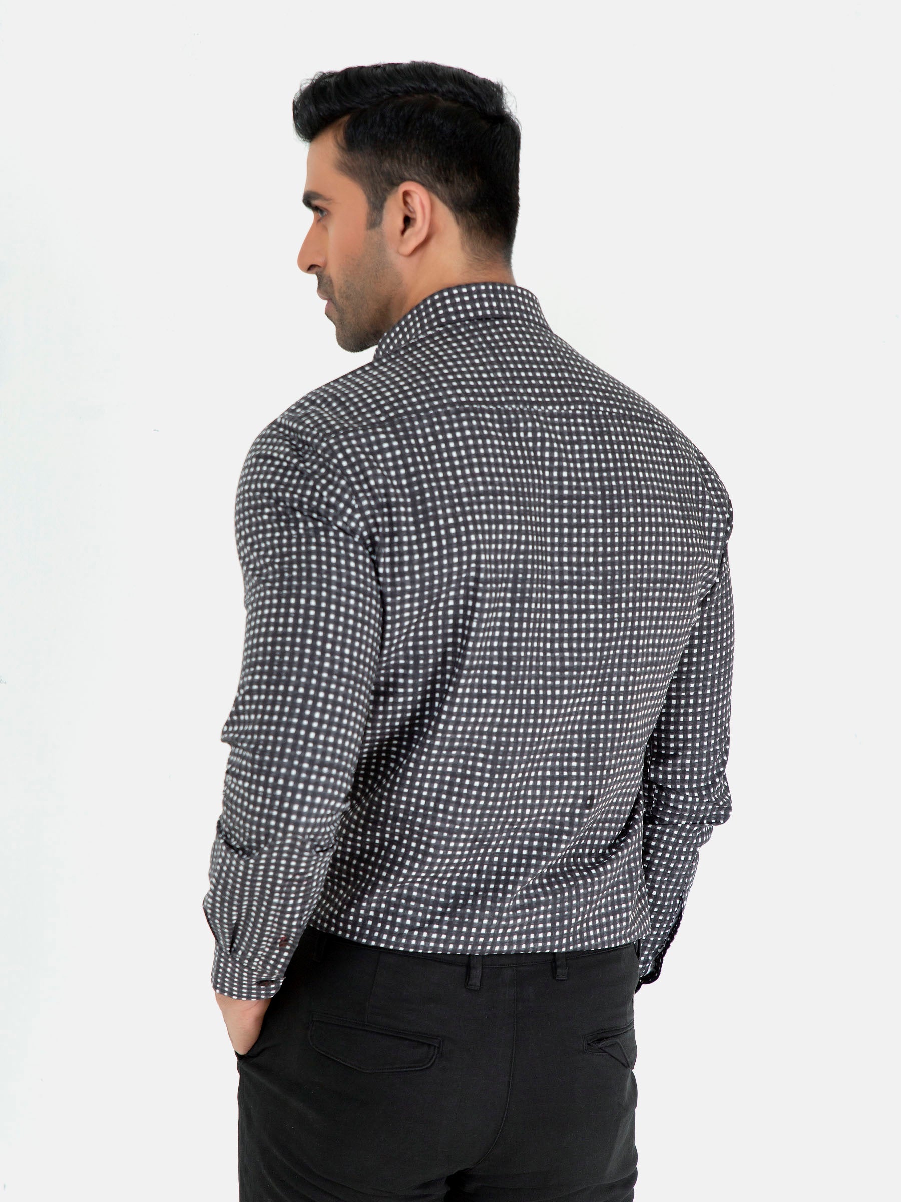 Black Printed Button Down Shirt