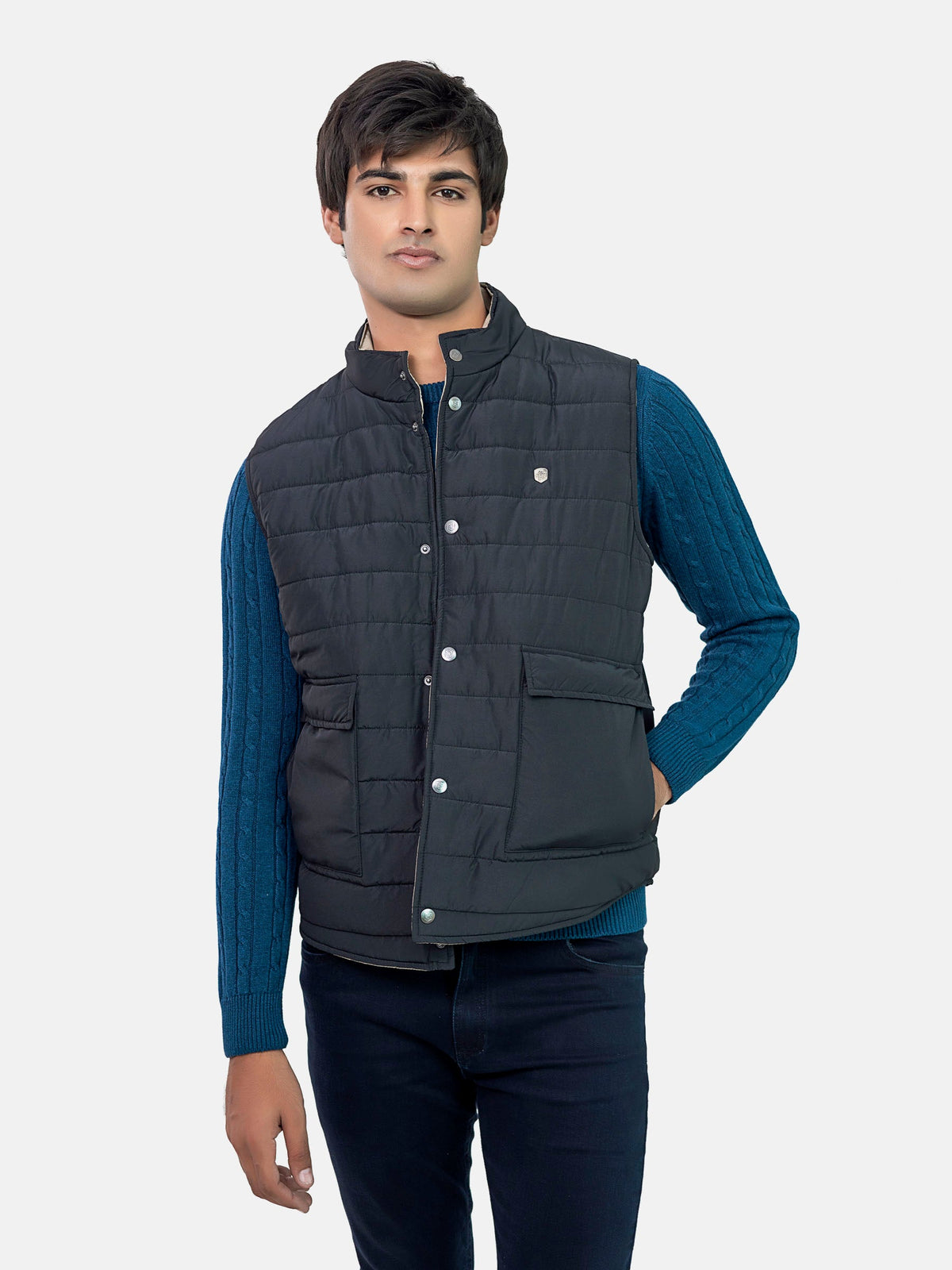 Black Sleeveless Quilted Gilet