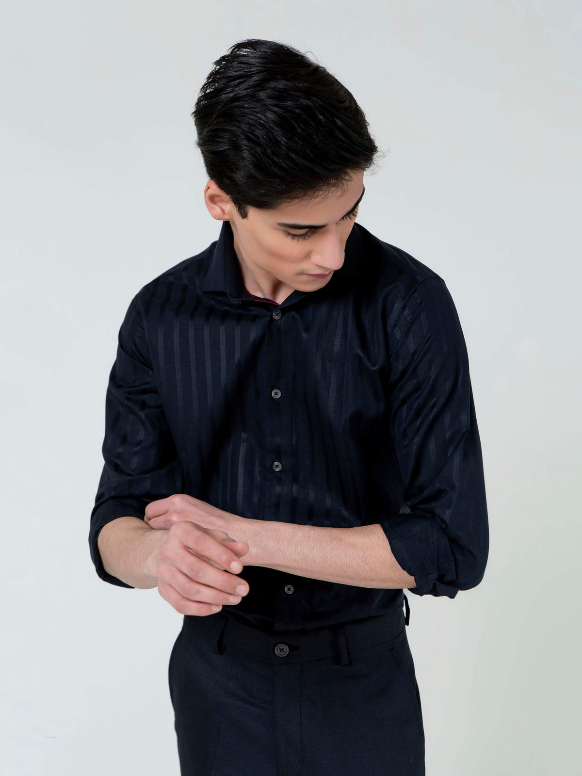 Black Striped Formal Shirt