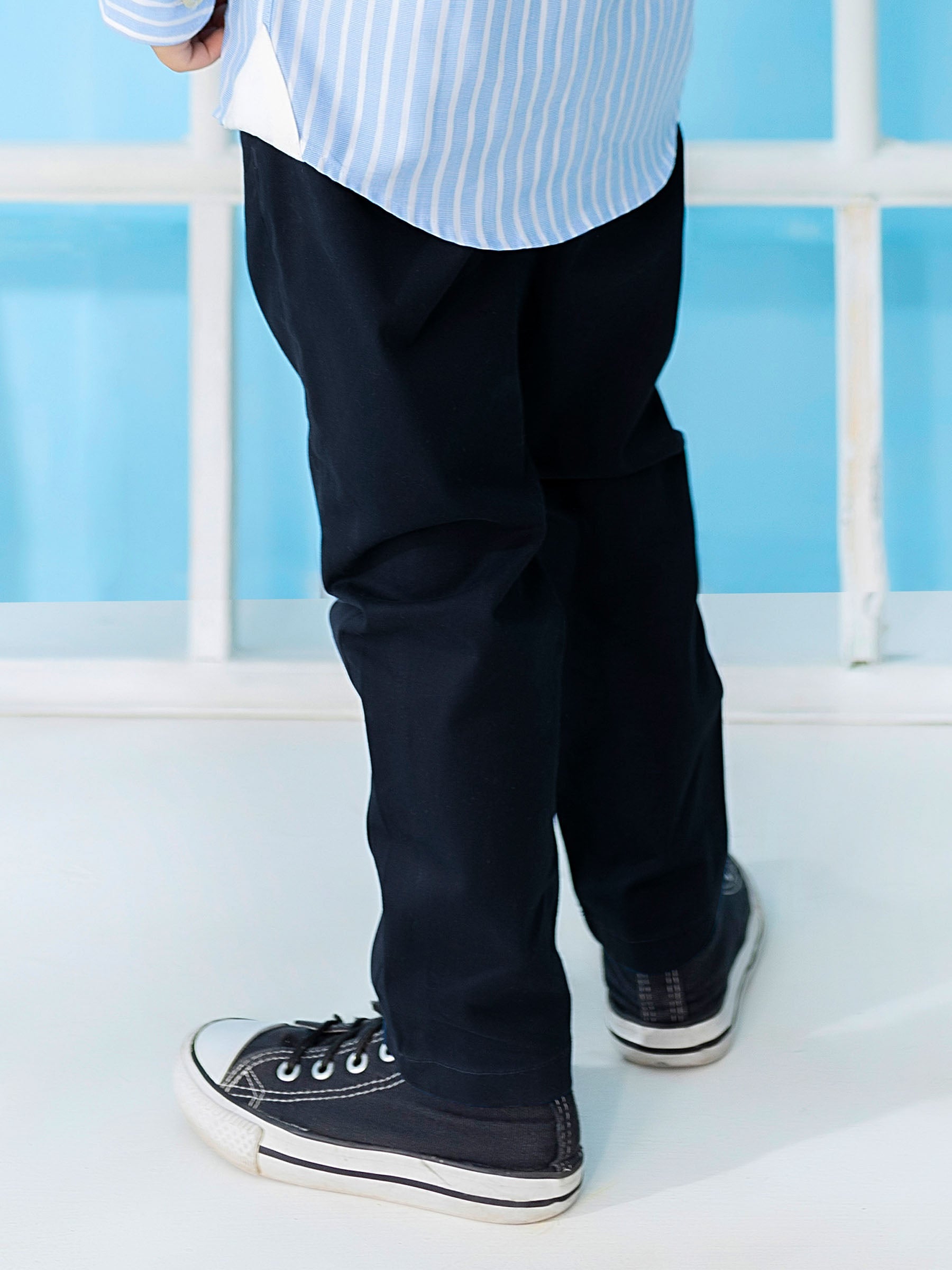 Black Structured Casual Trouser With Stretch