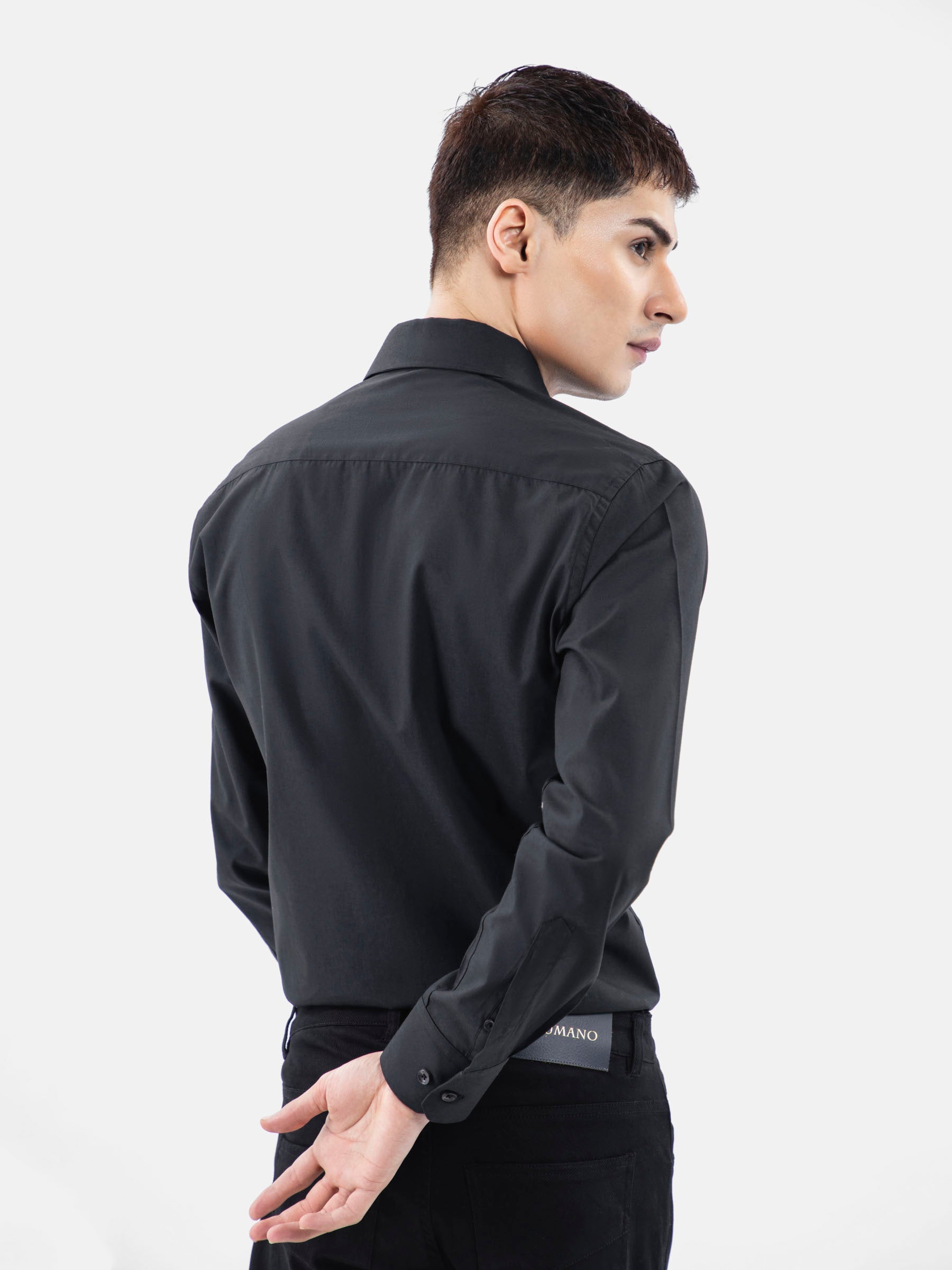 Black Super Fine Satin Shirt