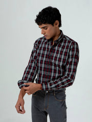 Black Windowpane Checkered Button Down Shirt