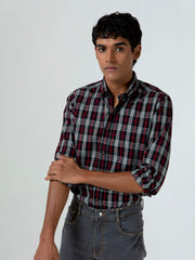 Black Windowpane Checkered Button Down Shirt