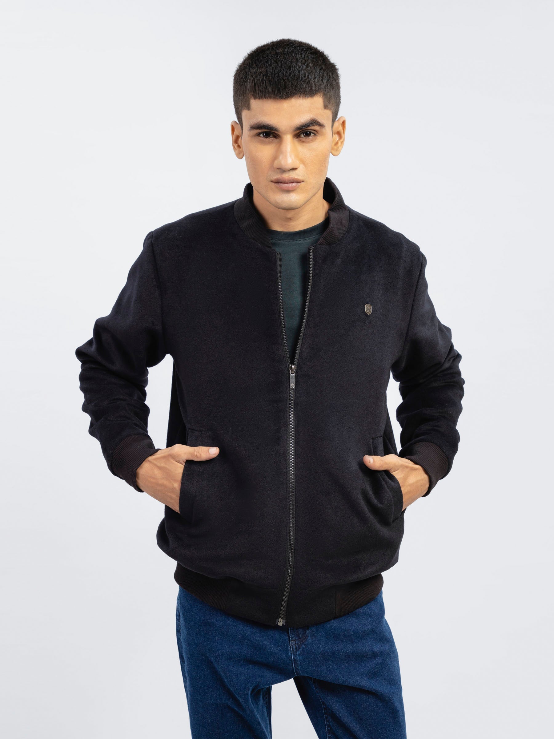 Black Wool Bomber Jacket - Limited Edition