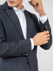 Black Wool Striped Structured Formal Blazer