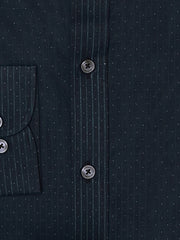 Black & Dark Green Striped Button Down Shirt