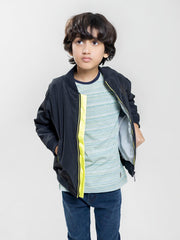 Black & Neon Casual Bomber Jacket
