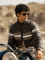 Black & Olive Nylon Puffer Jacket