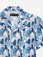 Black & Pink Abstract Printed Half Sleeve Cuban Collar Shirt