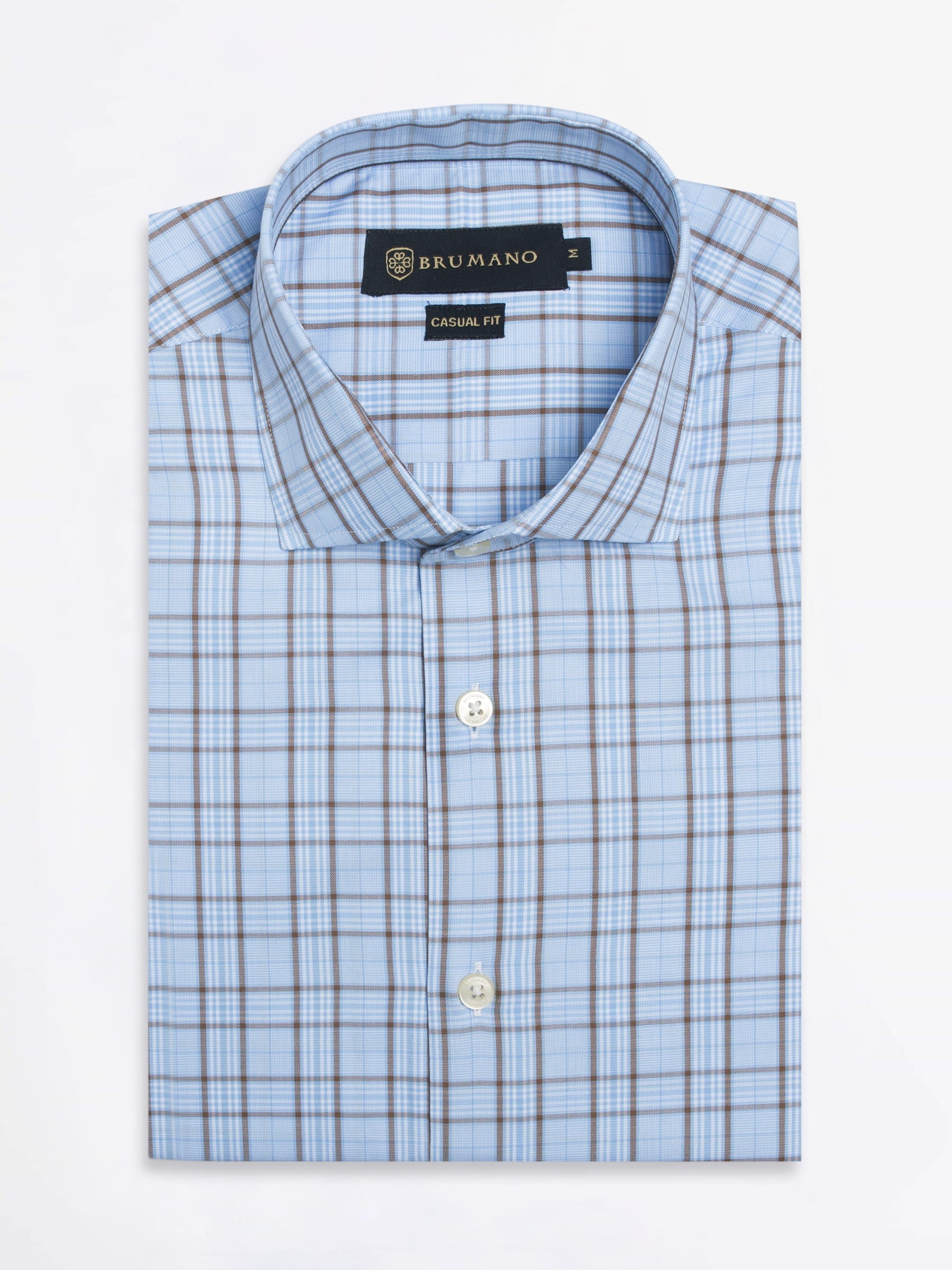 Blue & Brown Formal Check Shirt