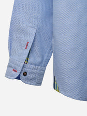 Blue Button Down Textured Casual Shirt