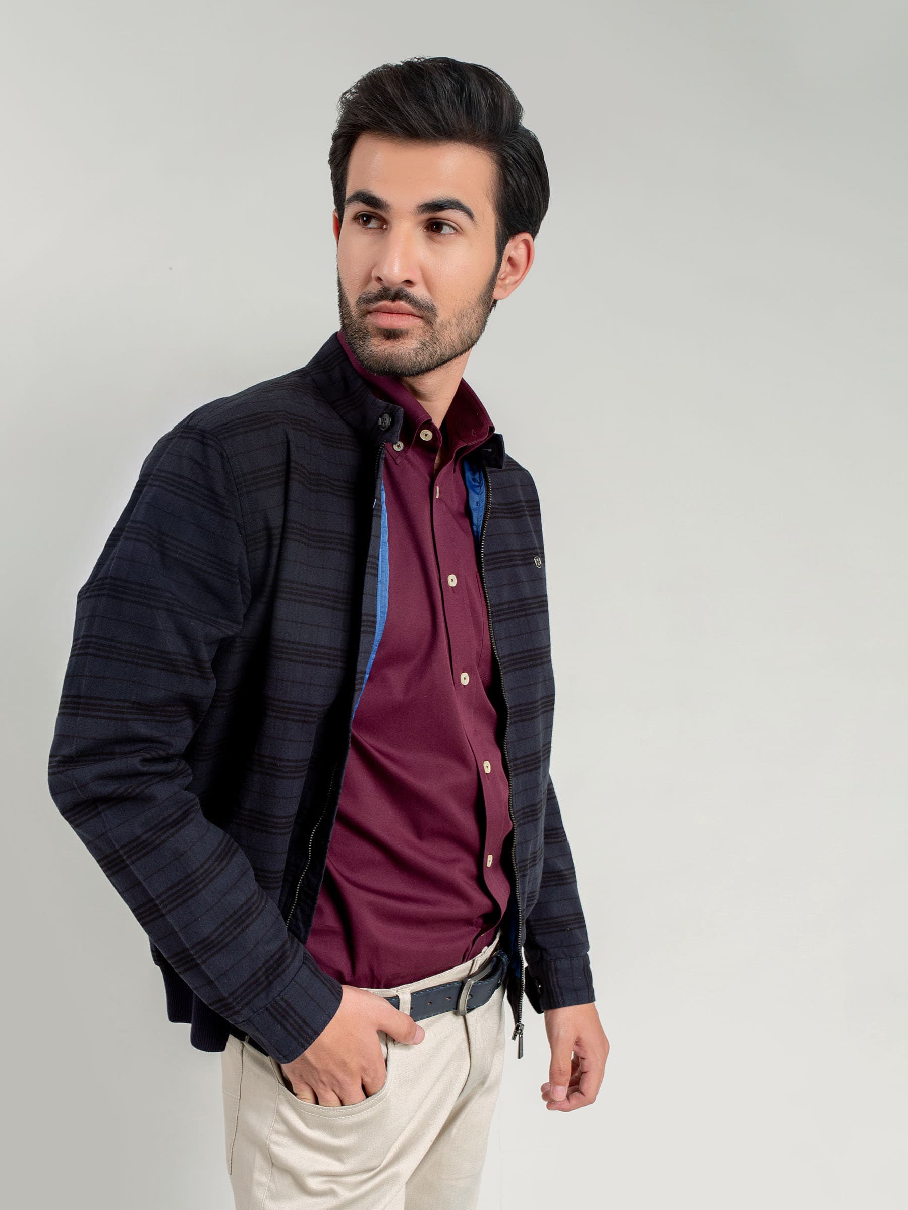 Blue Checkered Harrington Jacket