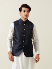 Blue Floral Patterned Waistcoat