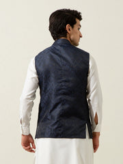 Blue Floral Patterned Waistcoat
