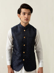 Blue Floral Patterned Waistcoat
