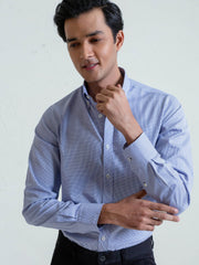 Blue Gingham Button Down Formal Shirt