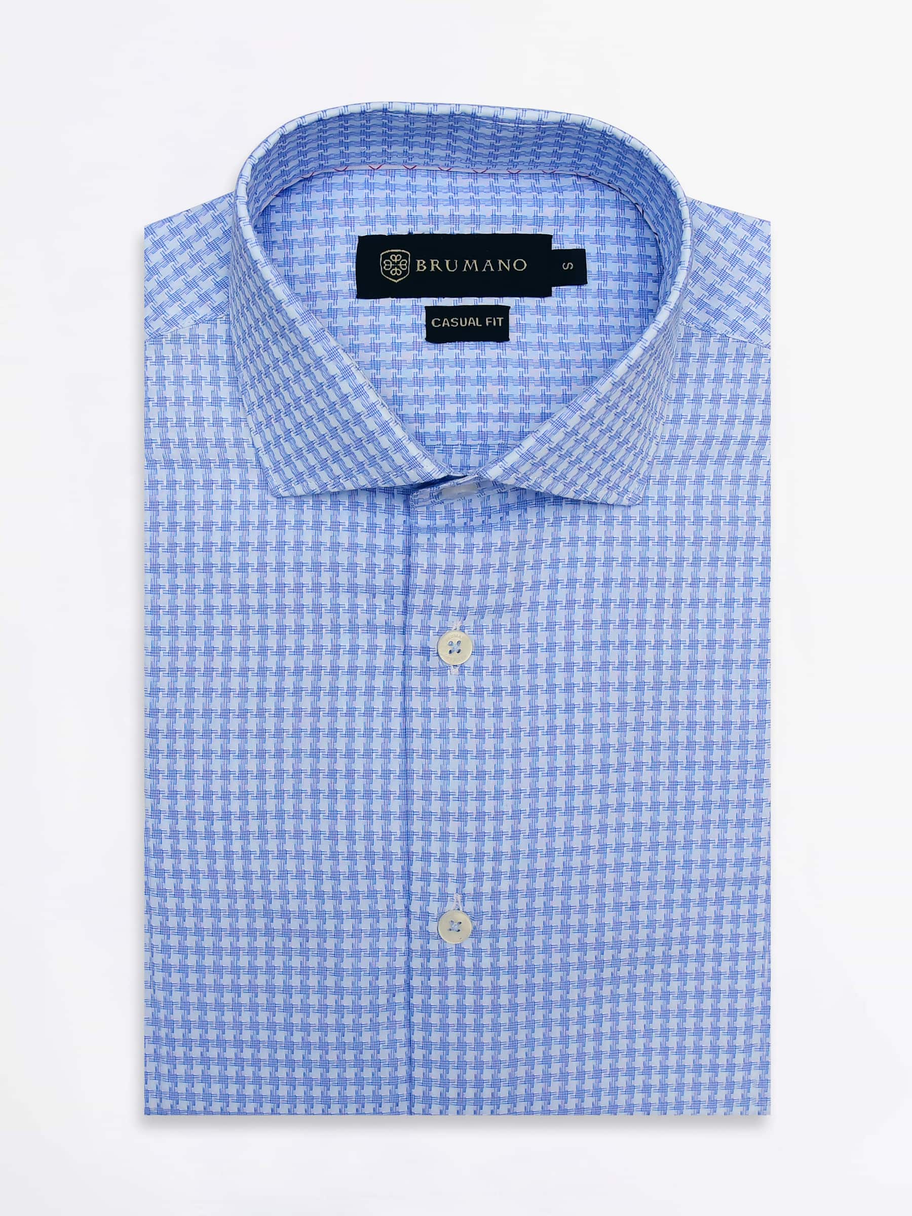Blue Houndstooth Structured Shirt