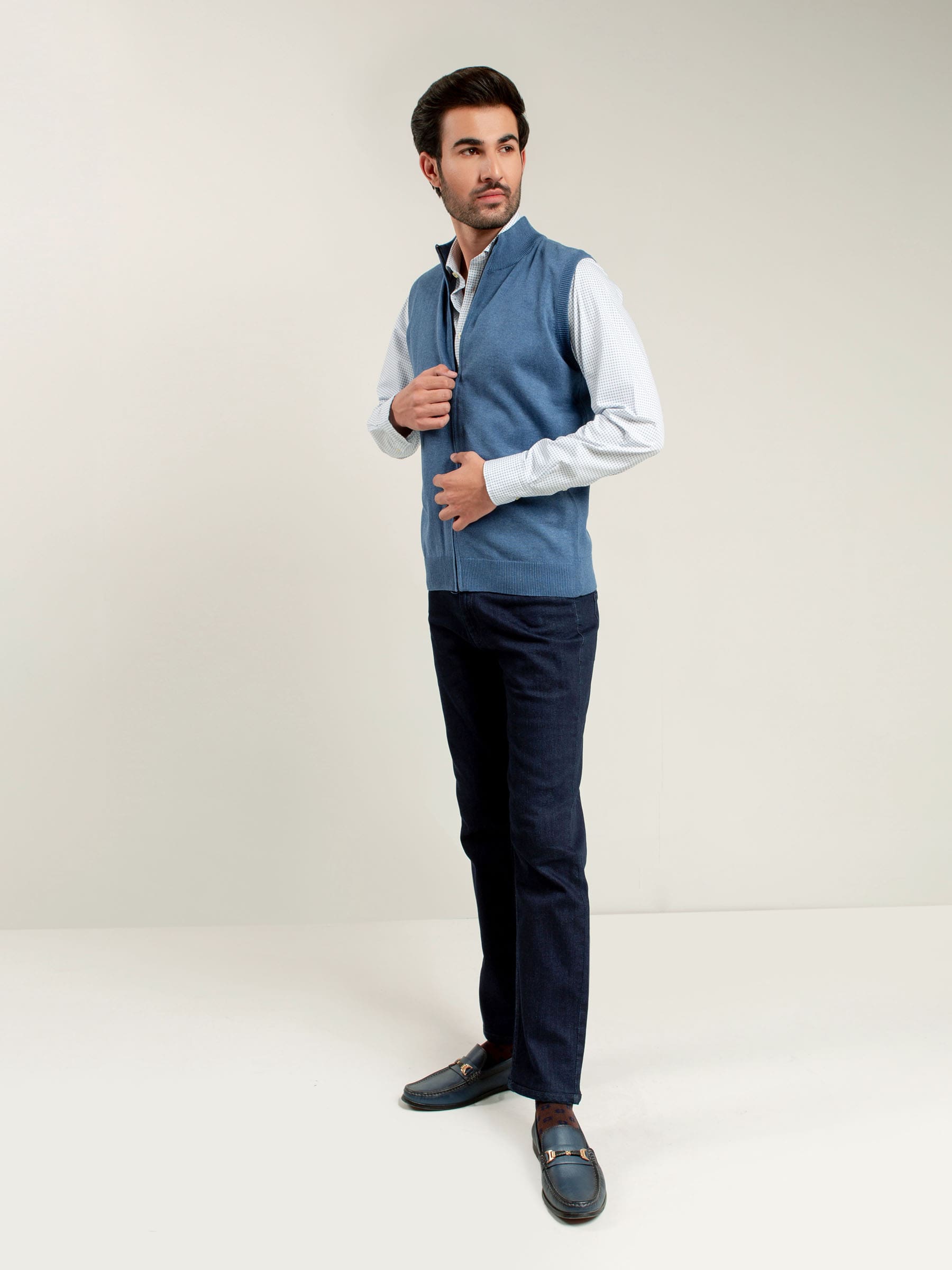 Blue Light Sleeveless Zipper