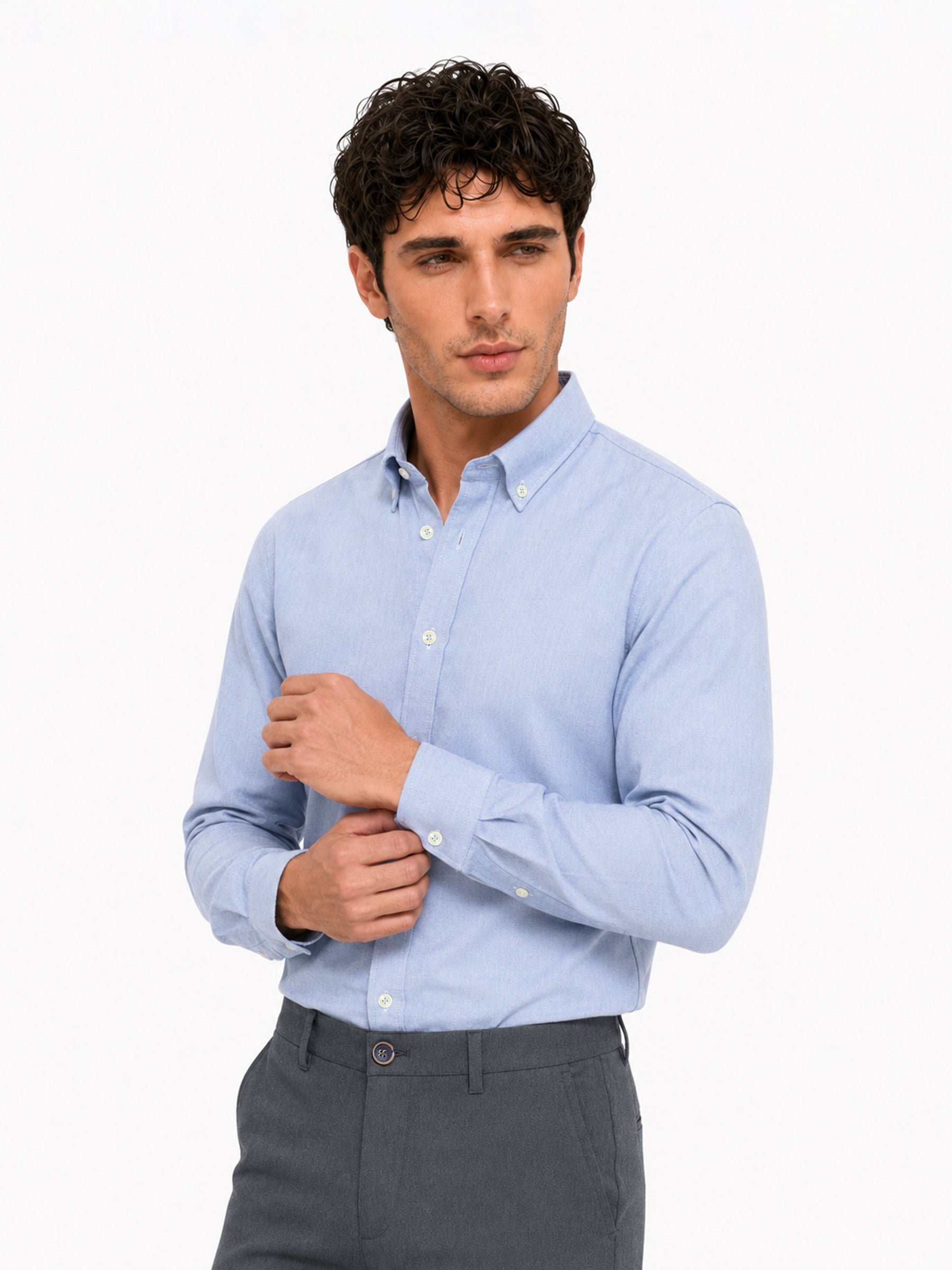 Blue Basic Oxford Button Down Shirt