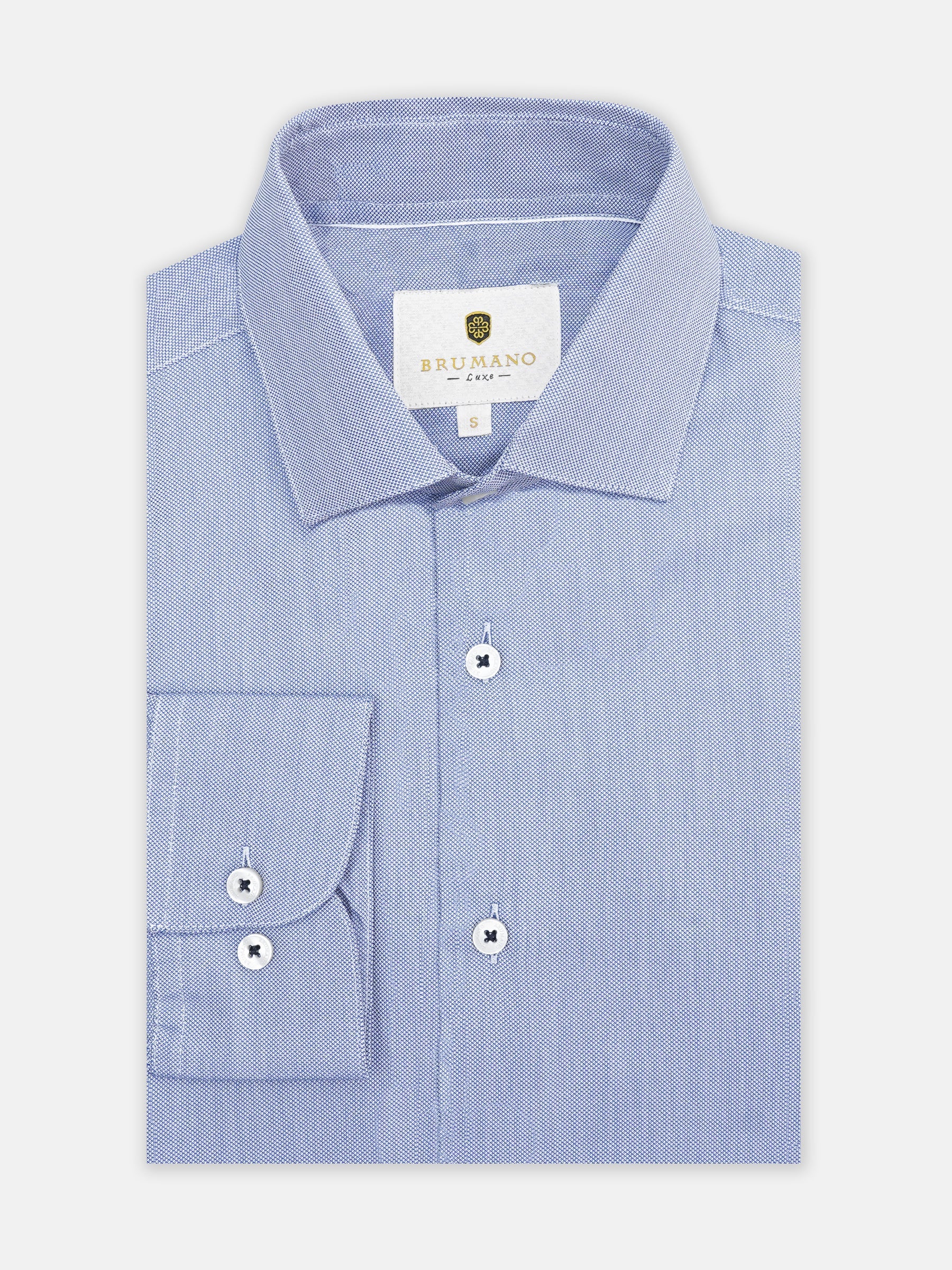 Blue Dobby Structured Formal Shirt - Luxe