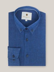 Blue 100% Linen Button Down Shirt