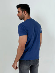 Blue Basic Crew Neck T-Shirt