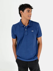 Blue Basic Pique Polo Shirt