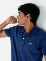 Blue Basic Pique Polo Shirt