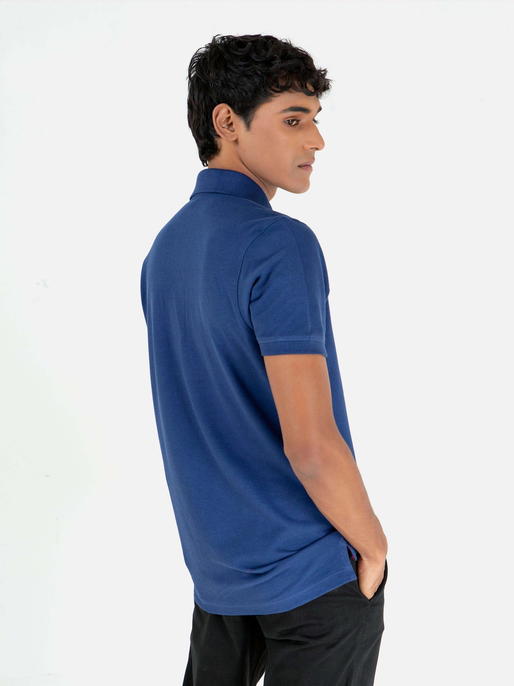 Blue Basic Pique Polo Shirt