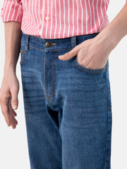 Blue Casual Fit Jeans With Whisker Wash