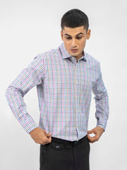 Blue Checkered Formal Shirt With Classic Collar