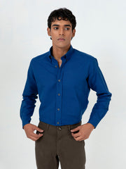 Blue Cotton/Linen Button Down Shirt