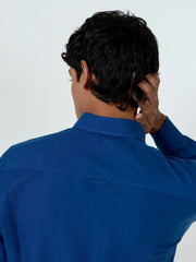 Blue Cotton/Linen Button Down Shirt