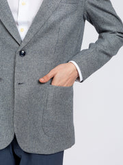 Blue Dobby Structured Wool Cashmere Blazer - Sartoria