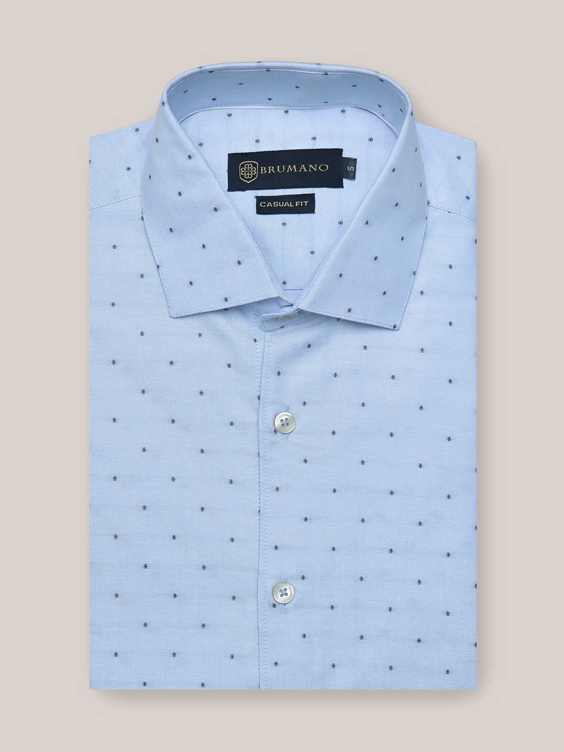 Blue Dot Patterned Oxford Shirt