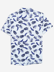 Blue Floral Printed Half Sleeve Cuban Collar Shirt